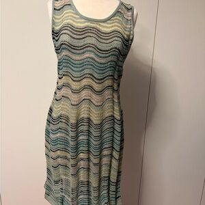 Missoni Multicolor Metallic Lurex Wave Pattern Midi Dress Sz 46 (L)